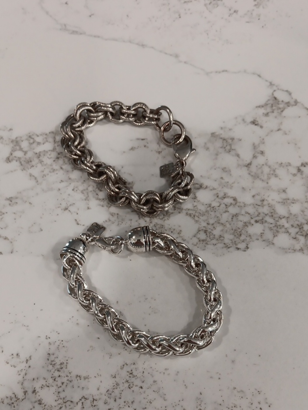 Chaps &John Wind Silver Braided Chain Bracelets- Women's